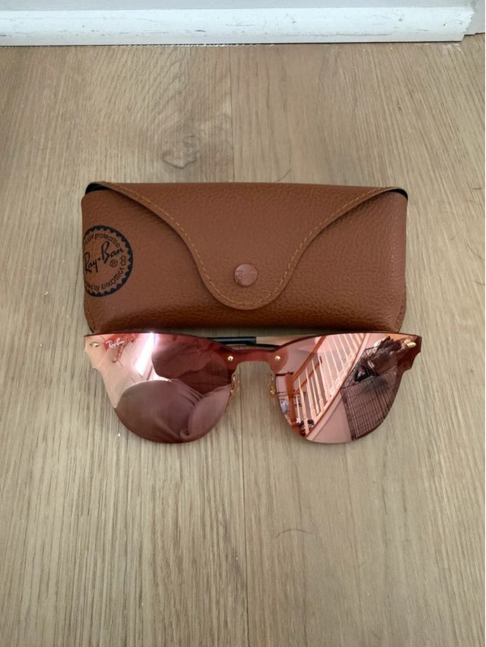 Ray-Ban Blaze Clubmaster Sunglasses pink lenses
